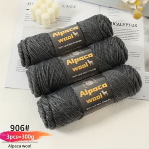 TEMU 300g 대용량 밸류팩 - 알파카 울 245 니들게이지 청키 원사, 남녀공용 멀티 컬러 가을/겨울 패션 원사, 핸드메이드 선물용 DIY 뜨개질 키트, 따뜻한 스웨터, 가디건, 코트, 스카프, 모자, 장갑, 바지, 무릎 보호대용, 3볼/팩, 알파카 울 95%, 폴리에스터 5%