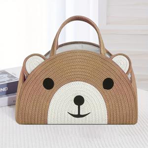 TEMU 다이어리 기저귀 정리함, 로프 기저귀 캐디 바구니, 대형 수납 바구니, 신생아 어머니를 위한 선물, 곰돌이 로마 그린