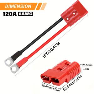 TEMU AGA 1개 120A 배터리 어댑터, 6AWG-1/2/3ft 케이블 스트랩 O-터미널 - 전기 지게차 충전 플러그, 윈치 트레일러 커넥터 키트, 충전 플러그 연결용 퀵 릴리스 키트