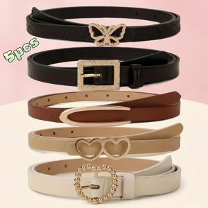 TEMU 5개 여성용 패셔너블하고 다재다능한 멀티 컬러 벨트, 인스 스타일, 청바지, 캐주얼 바지, 드레스, 정장 재킷과 매치, 여성 의류 추가, 크리스마스 선물, 새해 선물, 발렌타인데이 선물