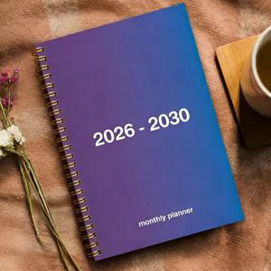 TEMU 2026-2030 월 플래너/캘린더 - 2026년 1월 - 2030년 12월, 5년 월 플래너, 퍼플-블루 그라데이션 테마 디자인 저널, 연도 캘린더 계획, 월 탭, 60개월 캘린더, 5.5인치 X 8.3인치, 71매/142페이지 두꺼운 종이