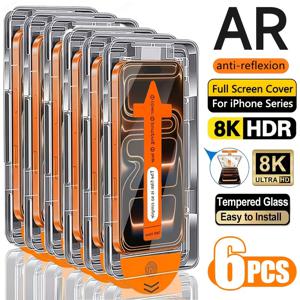 TEMU 아이폰 17 Pro Max/17 Pro/16 Pro Max/15 Pro Max/17/16/15/14/13/12/11/17E/16E/Air/Plus/Mini/X/Xr/Xs Max/7/8/Se2/Se3용 6개 Ultra HD 강화 유리 액정 보호 필름, 고화질, 9H+ 경도, 스크래치 방지, 지문 방지, 간편한 부착