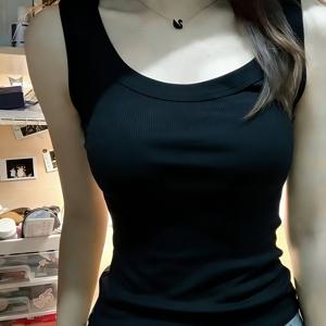 TEMU 여성용 단색 기본 캐미솔, 봄/여름 실내외 착용용 스몰 조끼, 속옷용 핏 탑