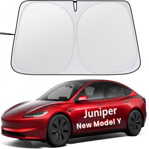 TEMU Tesla Model Y Juniper 차량용 햇빛 가리개, 반사 폴리에스터 소재로 열과 햇빛을 차단, 접이식 차량 창문 햇빛 가리개, 백미러 컷아웃, 변색 방지 햇빛 커튼, Tesla Model Y Juniper 추가 장비