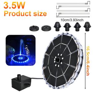TEMU 3.5W 태양광 분수, 1800mAh 배터리, 7-in-1 노즐, 4개의 고정 파이프, 32색 LED 조명 장착, 정원, 수영장 및 연못의 야외 물놀이 장식 설치에 적합