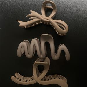 TEMU 3개 세트 우아한 무광 헤어 클립 - 미끄럼 방지 무광 보우/웨이브/크로스 디자인 클로 클립 - 및 스타일리시한 연출에 적합, 여성용 다기능 추가, 매력적인 헤어 장식, 발렌타인데이 선물