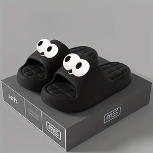 TEMU 패셔너블하고 매우 멋진 패셔너블 완벽한 결점 없는 EVA 슬리퍼, 빅아이 3D 장식, 체크 무늬 텍스처, 미끄럼 방지, 캐주얼 슬리퍼 - 실내/외 사용에 적합, 해변 및 바다, 남녀공용, 모든 계절, 멀티 컬러 옵션, 여성 신발