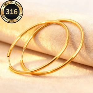 TEMU 여성을 위한 저자극성 316 스테인리스 스틸 대형 링 귀걸이 1쌍, 18K 금도금 변색 방지, 데일리 & 파티용 우아한 주얼리, 기념일 & 발렌타인데이를 위한 섬세한 선물