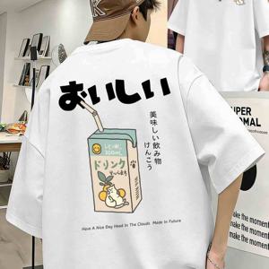 TEMU 레몬 고양이 패턴 귀여운 만화 고양이 티셔츠, 남녀공용 커플 스타일, 루즈핏, 순면, 반팔, 여름 트렌디한 상의, 패셔너블하고 활용도 높은 캐주얼 의류, 프린트 디자인, 니치 개성, 새로운 스타일