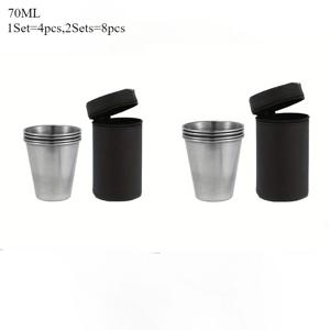 TEMU 8개/2세트 스테인리스 스틸 샷글라스 보관백 포함 30ml/70ml/170ml 미니 와인잔 휴대용 텀블러 바용