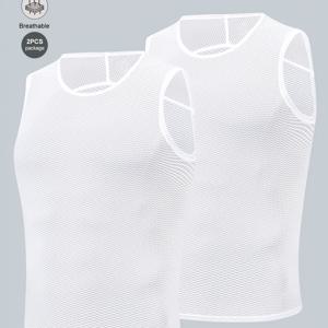 TEMU 남성용 사이클링 조끼 투피스 세트, 자전거용 베이스 레이어, 로드 사이클링 및 모터사이클에 적합, 속건성 및 통기성 스포츠 언더셔츠, 남성용 사이클링 의류 및 스포츠웨어