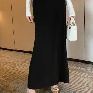 TEMU 여성용 롱 머메이드 피쉬 테일 스커트 - 우아한 풀 길이 맥시 스커트, X라인 슬림핏 의상, 사계절 착용 가능한 세탁기 사용 가능 (파티 웨딩 유니폼)