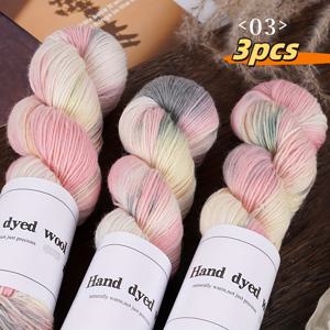 TEMU 3개 세트 라이트 럭셔리 핸드 염색 실, 90% 메리노 울, 10% 나일론, 부드럽고 편안함, 화려하고 생동감 있는, 스웨터, 코트, 모자, 스카프, 양말, 담요, 숄, DIY 등에 적합