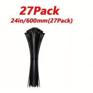 TEMU 27개입 헤비듀티 케이블 타이 - UV 차단, 방풍, 내한성, 600mm 길이 - 전기, 배관, 자동차, 가정, 야외, 산업용 다목적 - 코드, 전선, 파이프, 호스 정리용
