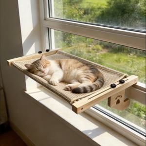 TEMU 조절식 실내용 고양이 해먹 - 소나무 창가 횃대 겸 침대, 창턱, 침대 머리판, 서랍, 캐비닛에 적합 - 조립식 공간 절약형 고양이 좌석, 문, 캐비닛용 다용도