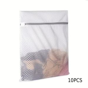 TEMU 10팩 내구성 있는 메쉬 세탁백 | 재사용 가능한 엉킴 방지 보관백 지퍼 클로저, 30.48x40.64cm, 속옷, 옷, 청바지, 수건, 양말에 적합 - 폴리에스터 소재, 기계 세탁 가능, 패브릭, 세탁백
