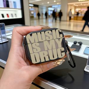 TEMU 뮤직 러버 스타일 신상 이어버드 케이스, TPU 소재, for 2/Pro/Pro 2/for 3/for 4 호환 - 유머러스하고 혁신적인 디자인, 미끄럼 방지 및 충격 방지 - 휴대하기 편한 고리 포함