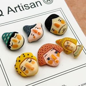 TEMU DIY 공예용 수지 단추 6개 세트, 빈티지 낙서 캐릭터 캡슐 단추, 레트로 디자인, 바느질, 뜨개질, 의류 장식용 - , 공예가, 가방, 모자, 스카프, 벨트 패스너용