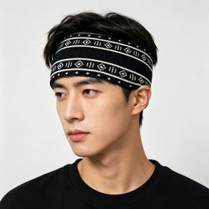 TEMU 레트로 에스닉 기하학적 자카드 니트 스포츠 헤어밴드 남성용 트렌디 브랜드 와이드 브림 흡습성 헤어밴드 런닝 피트니스 농구 스트리트 댄스 헤어 밴드 가을 겨울 따뜻한 귀 보호대 방풍 스카프 탄성 조임 방지 헤어 밴드