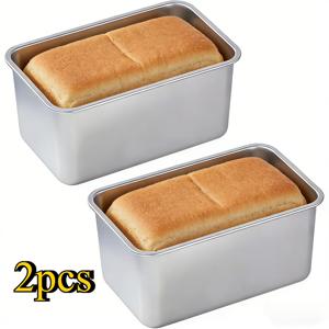 TEMU 2개 스테인리스 스틸 딥형 빵 베이킹 팬, 빵 및 미트로프 베이킹에 적합, 오븐 및 식기세척기 사용 가능, 휴일 베이킹, 생일, 결혼식 및 파티에 매우 적합