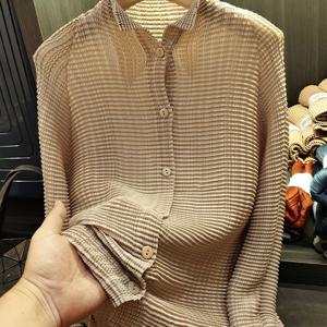 TEMU 일본 및 한국 미야케 스타일 플리츠 숄, 가벼운 플리츠 셔츠, 코트, 다용도 여성용 가디건, 패셔너블하고 다재다능한 바캉스룩