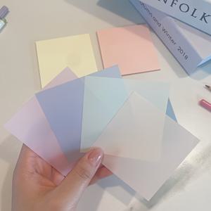 TEMU 4팩 (팩당 50매) 모란디 컬러 투명 스티커 메모, 오류 수정, 비침 방지, N회 반복 부착 가능, 미니 투명 PET 메모 패드, 랜덤 색상