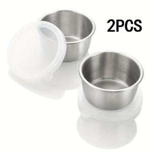 TEMU 2/4/6개 304 스테인리스 스틸 샐러드 드레싱 용기 - 1.6oz 휴대용 소스 컵, 누수 방지 투명 뚜껑 포함, 도시락/직장/학교/피크닉/야외 활동/여행/신학기 용품을 위한 재사용 가능한 양념병