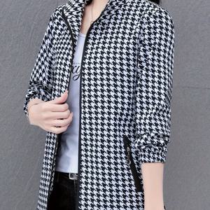 TEMU 여성 봄/가을 스타일 2024 신상 하운드투스 체크 루즈 캐주얼 패션 탑 가디건 재킷
