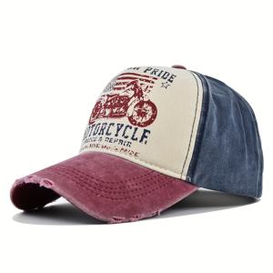 TEMU 5 Patch 아플리케 만화 야구 모자, 디스트레스 워싱 오리 혀 모자, 야외 레저 스포츠 곡선 챙 모자
