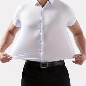 TEMU 무봉제 고탄성 남성용 셔츠 반팔 비즈니스 포멀 탑 솔리드 컬러 니트 원단 무게 160g 구성 폴리에스터 88% 스판덱스 12%