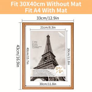 TEMU 1개, 나무 액자, 30*40Cm/A3/A4 클래식 액자, 매트 A5 데스크탑 액자, 유럽 스타일 레트로 라인 액자, 가족 사진, 결혼식 사진, 친구 사진, 작품, 포스터 장식 액자, 사무실에 적합