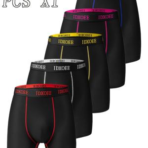 TEMU 남성용 복서 브리프 1/3/5개 랜덤 세트, 아웃도어 스포츠 러닝용 사각 숏팬츠, 편안한 슬림핏 속옷 - 통기성, 신축성, 속건성, 신축성 허리밴드, 봄철 스포츠, 운동복 및 캐주얼웨어에 적합 - 롱 복서 브리프 - 부드러운, 경량, 흡습성
