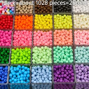 TEMU 1028개 6mm 25색 생생한 솔리드 아크릴 비즈. 목걸이 귀걸이 주얼리 제작, 파티 장식 용품 비즈 장식, 주얼리 제작 용품