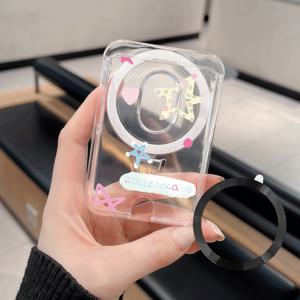 TEMU 귀여운 별과 하트 드림 패턴 휴대용 자석 폰 카드 가방, UV 프린팅, 투명 PC 소재, 대부분의 폰 케이스 또는 휴대폰에 적합. 은행 카드, 신용 카드, 멤버십 카드 등 1~4장 수납 가능, 여행 필수품,카드 홀더,꿈결 같은 디자인,트렌디한 액세서리,자석 잠금,슬림 카드 슬롯,다용도 파우치,스마트폰 사용자,자주 여행하는 사람들