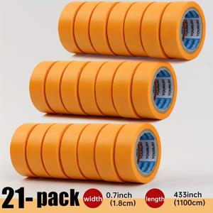 TEMU 일본식 와시 테이프 21롤 밸류팩, 폭 1.8cm, 오렌지 색상 분리형 마스킹 테이프, 전문가용 페인팅용, 모델 스프레이 페인팅용, 미술 공예 DIY용, 잔여물 없음, 21롤 콤비네이션 팩