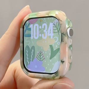 TEMU 1개 레진 하드 PC 시계 커버 개인용 할로우 아웃 내구성 충격 방지 보호 커버, Apple Watch 케이스 38/40/41/42/44/45/46mm 호환, Apple Watch Series SE/10/9/8/7/6/5/4/3/2/1용, 스마트 워치 케이스 추가