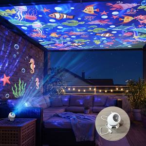 TEMU 360° 회전 프로젝터, LED 바다 프로젝터 조명, 프로젝션, 해양 동물 프로젝션 램프, USB 전원 앰비언트 램프, 침실, 게임룸, 거실용 장식 조명