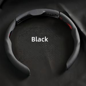 TEMU 정교한 나파 가죽 자동차 핸들 커버, 미끄럼 방지 땀 흡수 사계절 범용, 버클 디자인 간편 설치, 세단 SUV 밴 범용 자동차 내부 장식 액세서리
