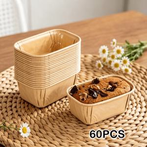 TEMU 60개 미니 직사각형 베이킹 컵, 컵케이크, 빵, 디저트용 - 기름기 방지 및 누수 방지 쌓을 수 있는 머핀 라이너, 종이판지 논스틱 베이스, , 카페용