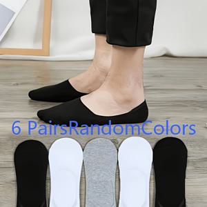 TEMU 6켤레 랜덤 색상 팩 여름 통기성 미끄럼 방지 보이지 않는 보트 양말 단색 라이트 머스탱 숏 삭스 편안한 올매치 남녀공용 캐주얼 양말