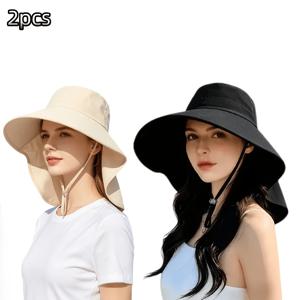 TEMU 2개입, 여성 해변 바캉스 선캡, 야외 라이딩 선캡, 숄 선캡, 여름 모자, 선물, 엄마 선물, 캐주얼 외출, 해변 바캉스, 여행에 적합