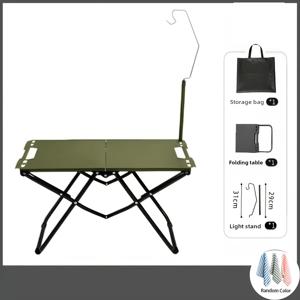 TEMU 휴대용 접이식 캠핑 테이블 3pcs 세트 (테이블, 보관 가방, 조명 랙 포함), 경량 철제 피크닉 테이블, 야외 캠핑, 해변 바베큐, 테일게이트 파티, 하이킹에 적합한 휴대용 디자인 (접이식) + 무료 랜덤 색상 청소용 천