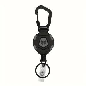 TEMU 2D 수납식 키체인, 튼튼하고 내구성 있는 ID 랜야드, 전술용 ID 배지 홀더, 80cm/31.5인치 강철 수납식 코드 장착, 직장 ID 카드 홀더, 직원 배지, 캠퍼스 ID, 근무 출입증, 가슴 배지, 낚시 펜치 또는 이지 풀 버클이 있는 야외용으로 적합