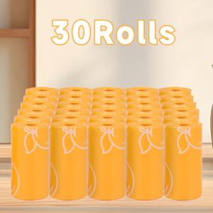 TEMU 150개입/10롤, 300개입/20롤, 450개입/30롤. 만화 오렌지 패턴의 오렌지 디자인 강아지 배변 봉투. 오렌지 향이 나는 냄새 방지 디자인. 간편한 청소를 위한 두꺼운 누수 방지 디자인. 야외용 대형 휴대용 반려동물 배변 봉투
