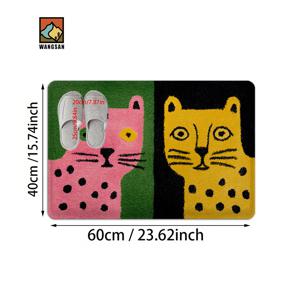 TEMU 1개 핑크 호랑이 & 노란색 호랑이 패턴 직사각형 욕실 미끄럼 방지 바닥 매트, 창의적인 미술 슈퍼 파인 섬유 바닥 매트, 부드러운 폴리에스터, 욕실, 거실, 침실, 식탁 및 현관 장식 등에 매우 적합