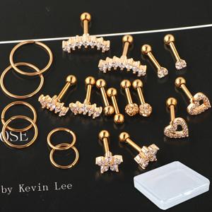 TEMU 20개입 작은 관절 귀걸이 헬릭스 트라구스 피어싱 주얼리 16G 후프 작은 다이트 귀걸이 귀 피어싱 스택 귀 스터드 박스 포장