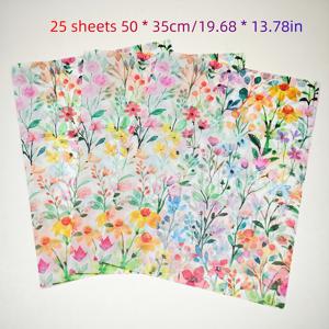 TEMU 봄 컬러 꽃무늬 선물 포장 티슈 페이퍼 25매, 20'' x 14'' 크기, 부활절 선물, 결혼식, 축제 선물, 생일 선물, 꽃다발 포장, 신발 및 의류 포장, 기프트백 채우기에 완벽