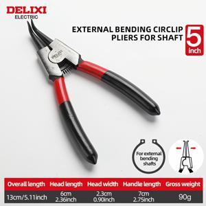 TEMU DELIXI ELECTRIC 5인치 산업용 스냅 링 플라이어 | 고탄소강 구조 | 열처리 방식 녹 방지 엔드 | 강화 스프링 90° 각도 | 내/외부 사용 | 미끄럼 방지 그립 | 샤프트/보어 링용 수공구
