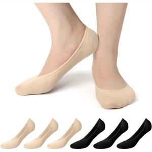 TEMU 3/6켤레 십대 미끄럼 방지 논쇼 발목 양말, 운동화 및 슬리퍼에 적합, 베이지색, 로우컷 양말, 십대용