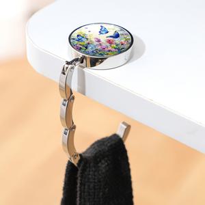 TEMU 2D 평면 걸이 후크, 테이블 가방 후크, 접이식 핸드백 수납 랙, 접이식 장식 테이블 후크, 여행, 할로윈, 크리스마스에 적합, 특별한 선물, 나비 디자인